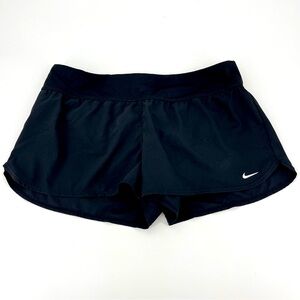 Nike Black Women's Athletic Shorts Size Large Briefs Back Zip Pocket Sports Run
